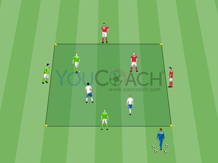 Aerobic ball possession 4+2 vs 2 in the square with supports