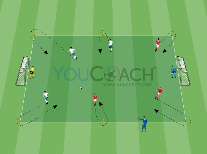 Aerobic workout - Match and race between the cones