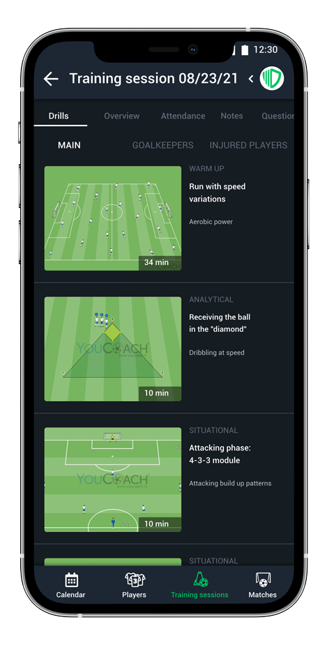 Custom drills at hand with YouCoachApp Mobile
