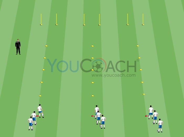 Speed dribbling competition and ball control with a winning pass